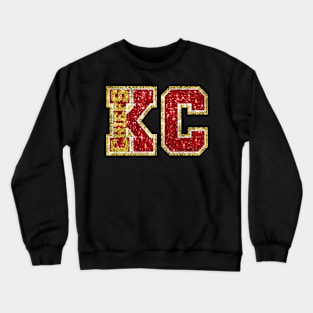 Kansas Sequin Football, Kansas Red Gold Kansas City Sparkle Disco Crewneck Sweatshirt